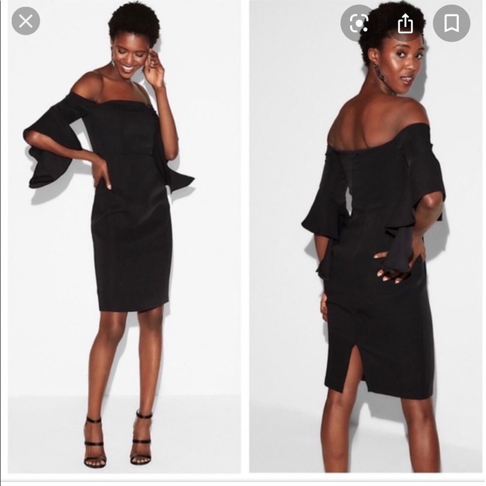 fitted drape sleeve midi dress express size XS